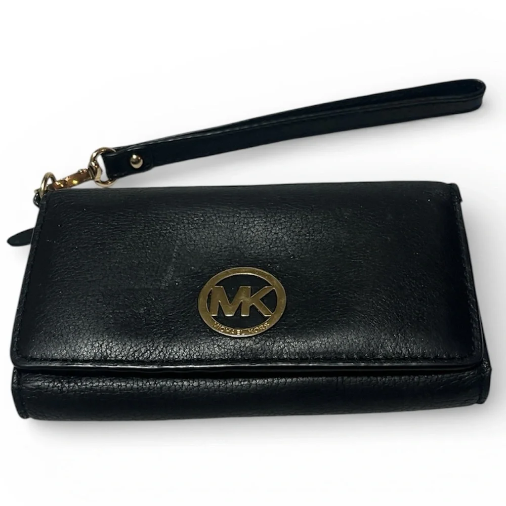 Michael Kors Black and Gold Wristlet